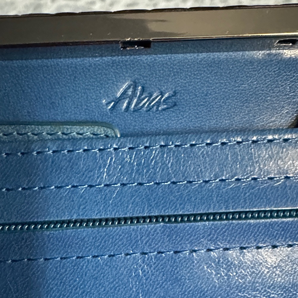 ABAS Blue/Green Crocodile Embossed Wallet - Picture 4 of 4